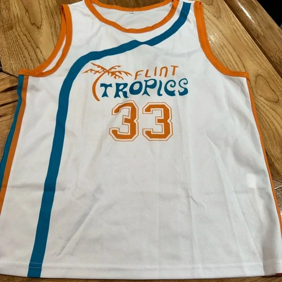 NWOT Flint Tropics Jackie Moon #33 Basketball Jersey Men’s Small Semi Pro - Picture 1 of 5